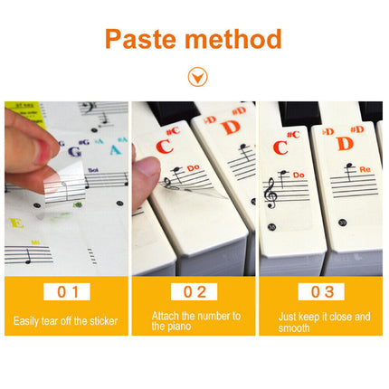 4 in 1 Universal Piano Learner Music Keyboard Sticker 37/49/61/88 Key Note