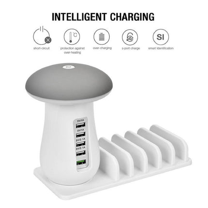 5 Multi Port USB Hub Quick Charger Mushroom Lamp