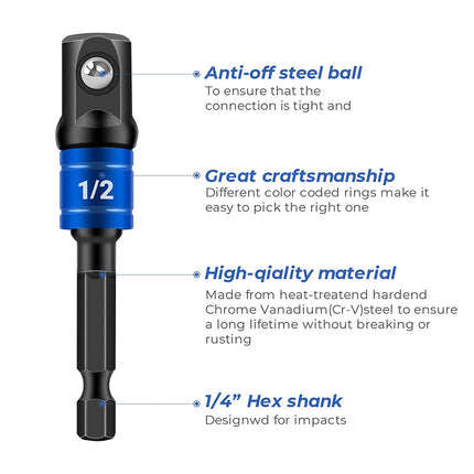 3pc Impact Socket Adapter 1/4 3/8 1/2Inch Nut Driver Sockets Hex Shank Extension 8_7d72db08-68a1-4497-94f6-a9338bb1fbb7