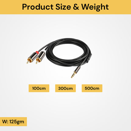 3.5 mm to 2 RCA AUX Audio Cable