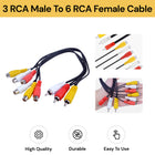 3 RCA Male to 6 RCA Female Audio Video Splitter Cable