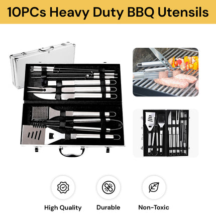 10PCs Heavy Duty BBQ Utensils