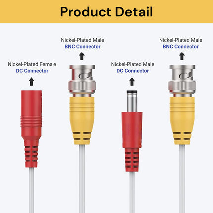 10M Premade BNC Video Power Cable