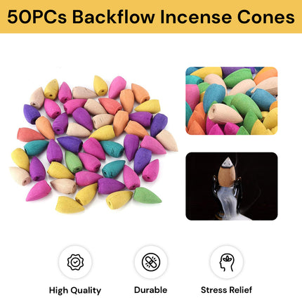 50PCs Mixed Backflow Incense Cones