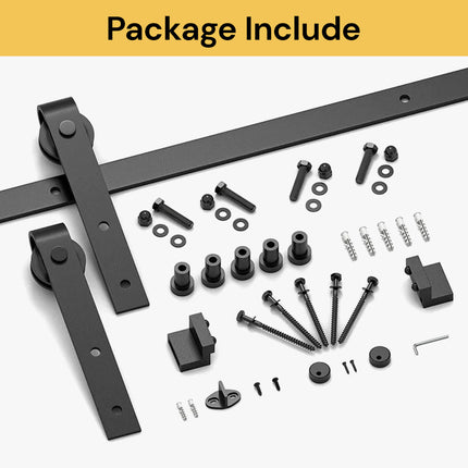 Single Sliding Barn Door Hardware Track Roller Kit - Black - Smooth and Quiet Operation