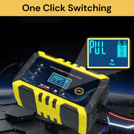 12V Pulse Repair Battery Charger -Yellow-Black - Maintenance and Recovery