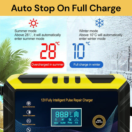 12V Pulse Repair Battery Charger -Yellow-Black - Maintenance and Recovery