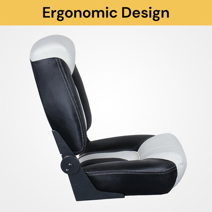 Folding Boat Seat - Black -White - Compact and Comfortable