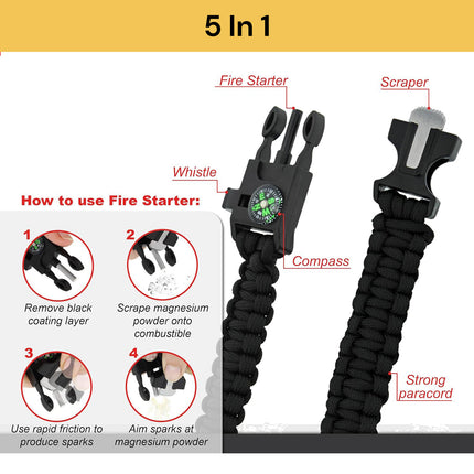 5 In 1 Multifuntional Paracord Survival Bracelet