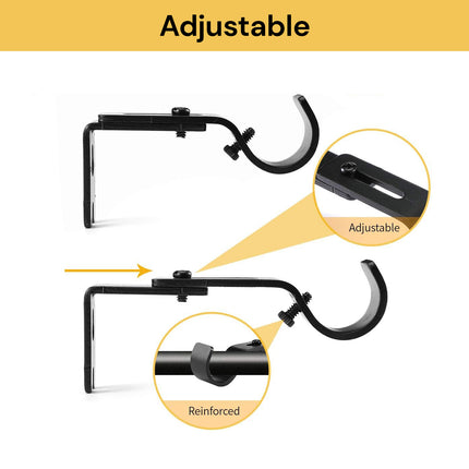 3PCs Adjustable Curtain Rod Wall Bracket Hooks