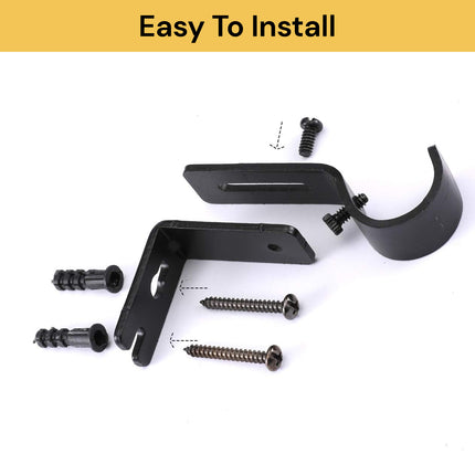 3PCs Adjustable Curtain Rod Wall Bracket Hooks