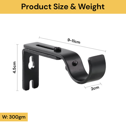 3PCs Adjustable Curtain Rod Wall Bracket Hooks