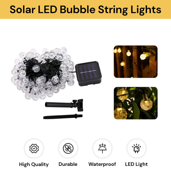 100LEDs Solar Powered Bubble String Lights