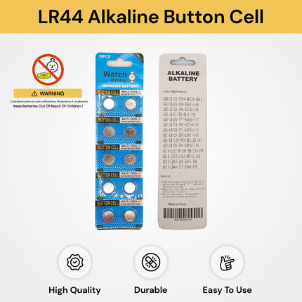 10PCs LR44 Alkaline Button Cell Battery