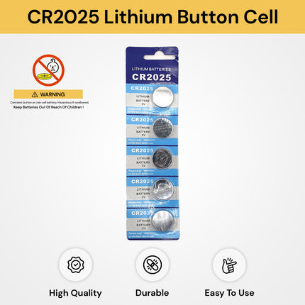 5PCs CR2025 Lithium Button Cell Battery