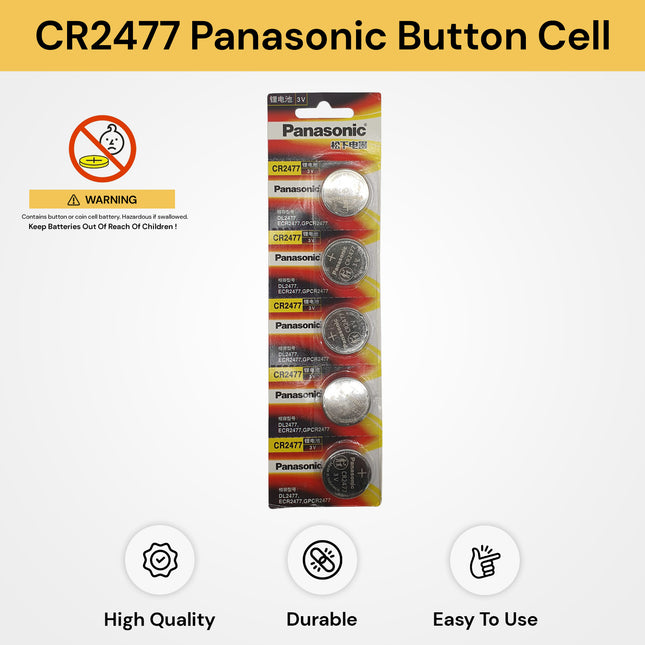 5PCs CR2477 Panasonic Coin Batteries