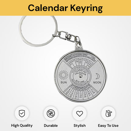 50 Years Perpetual Calendar Keyring - Portable, Stylish Design