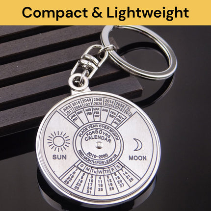 50 Years Perpetual Calendar Keyring - Portable, Stylish Design