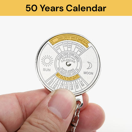 50 Years Perpetual Calendar Keyring - Portable, Stylish Design