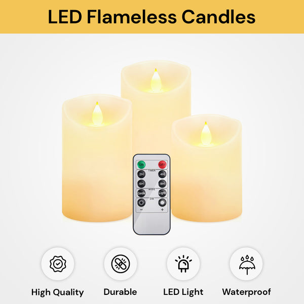 3PCs LED Flameless Candles