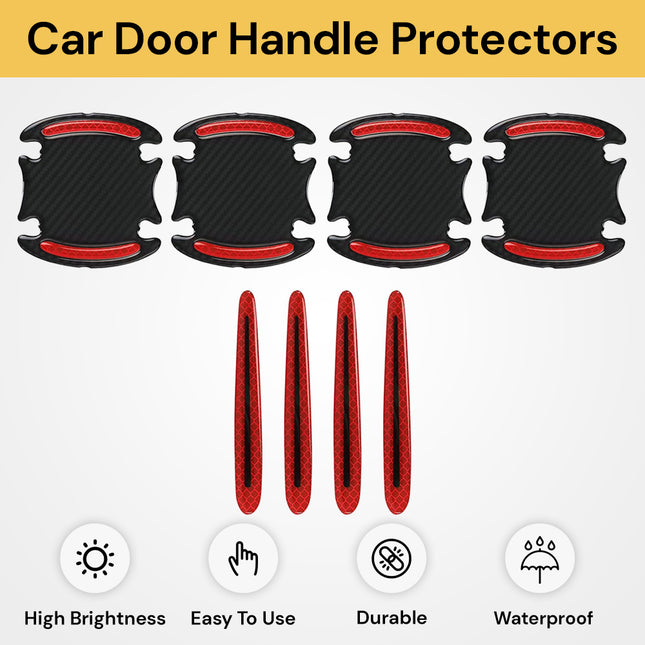 8pcs Car Door Handle Protectors - RED- YELLOW - Scratch-Resistant