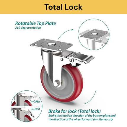 4PCs Swivel Caster Wheels