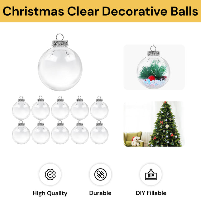 10PCs Christmas Clear Plastic Decorative Balls