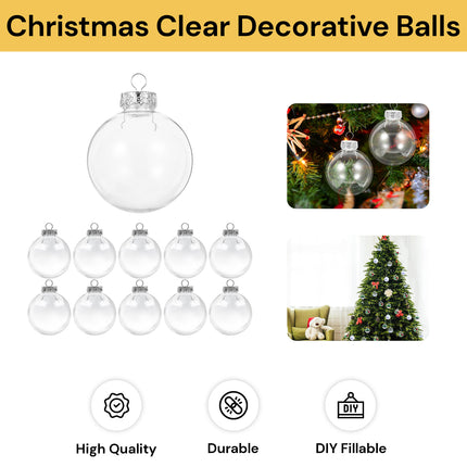 10PCs Christmas Clear Plastic Decorative Balls