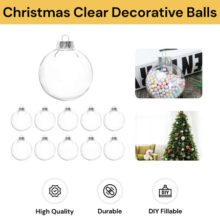 10PCs Christmas Clear Plastic Decorative Balls