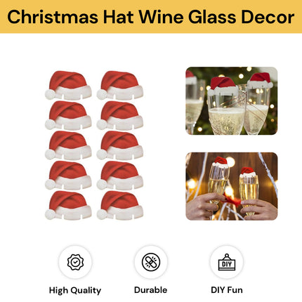 10PCs Christmas Hat Wine Glass Decoration 