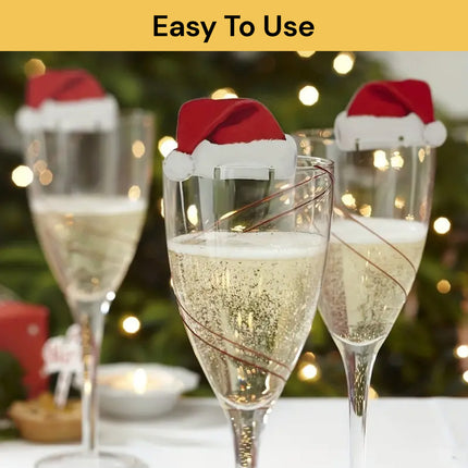 10PCs Christmas Hat Wine Glass Decoration 