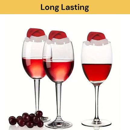 10PCs Christmas Hat Wine Glass Decoration 