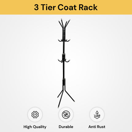 12 Hooks 3 Tier Coat Rack