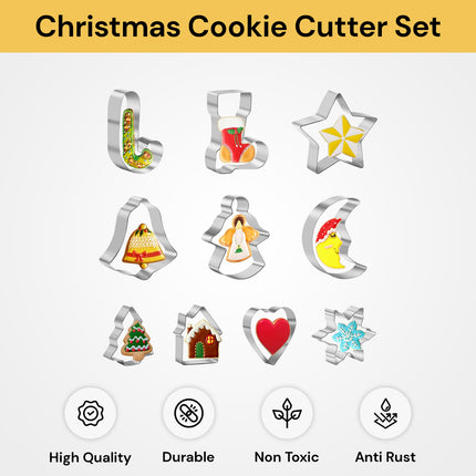 10PCs Christmas Cookie Cutter Set