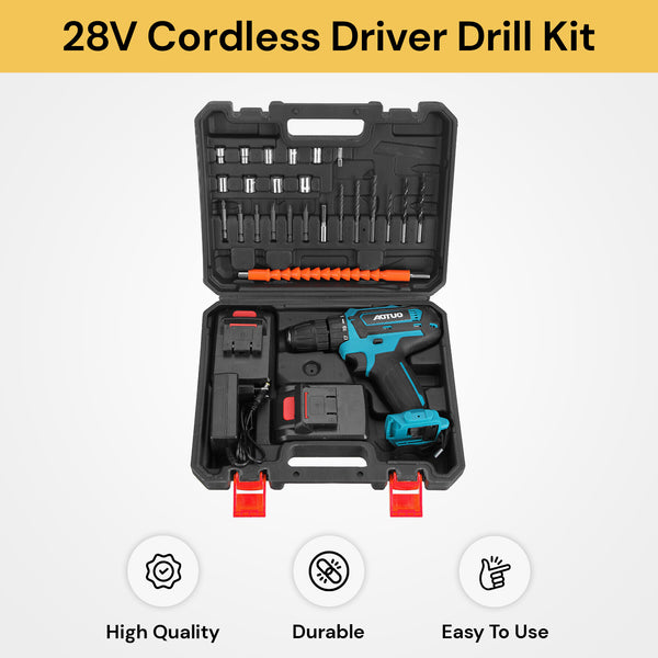 28V Cordless Driver Drill Kit