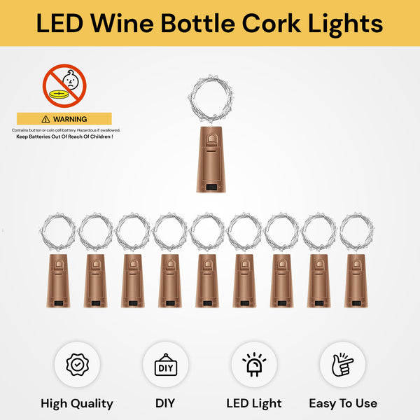 10PCs LED Wine Bottle Cork Lights