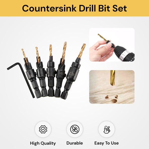 5PCs Countersink Drill Bit Set