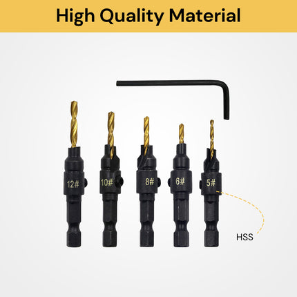 5PCs Countersink Drill Bit Set