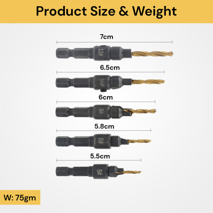 5PCs Countersink Drill Bit Set