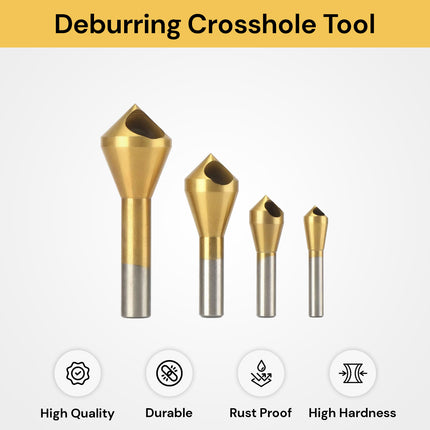 4 PCs Chamfer Deburring Crosshole Tool