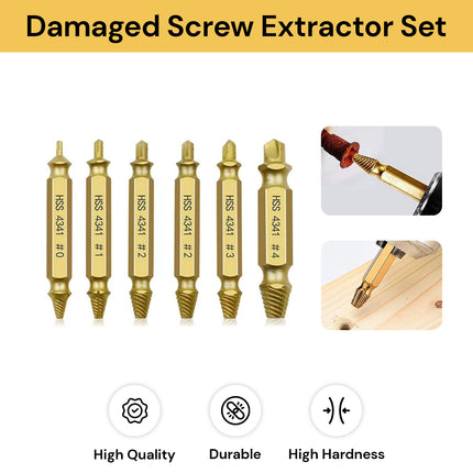 6PCs Damaged Screw Extractor Drill Bits