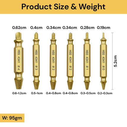 6PCs Damaged Screw Extractor Drill Bits