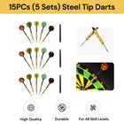 15PCs (5 Sets) Steel Tip Darts