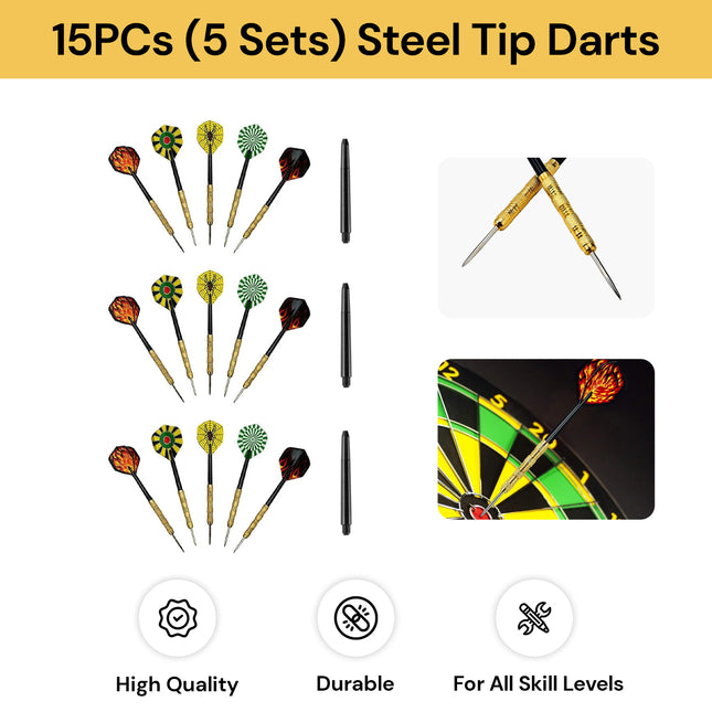 15PCs (5 Sets) Steel Tip Darts