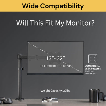 Single VESA Monitor Desk Mount Stand