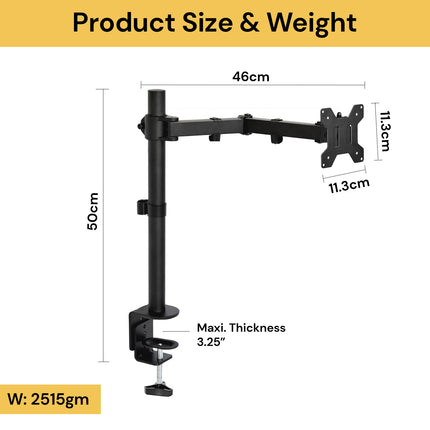 Single VESA Monitor Desk Mount Stand