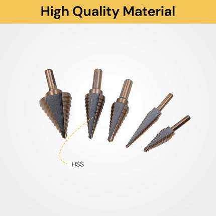 5PCs Cone Step Drill Bit Set