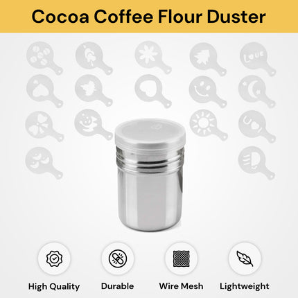 Cocoa Coffee Duster With 16pcs Decor Stencils