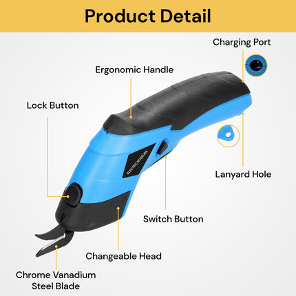 Rechargeable Electric Scissor | Single Button Operation | Long Battery Life | Compact Design