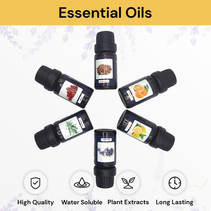 Essential Oils for Aroma Diffuser 6-Pack - Assorted - Relaxing and Fragrant